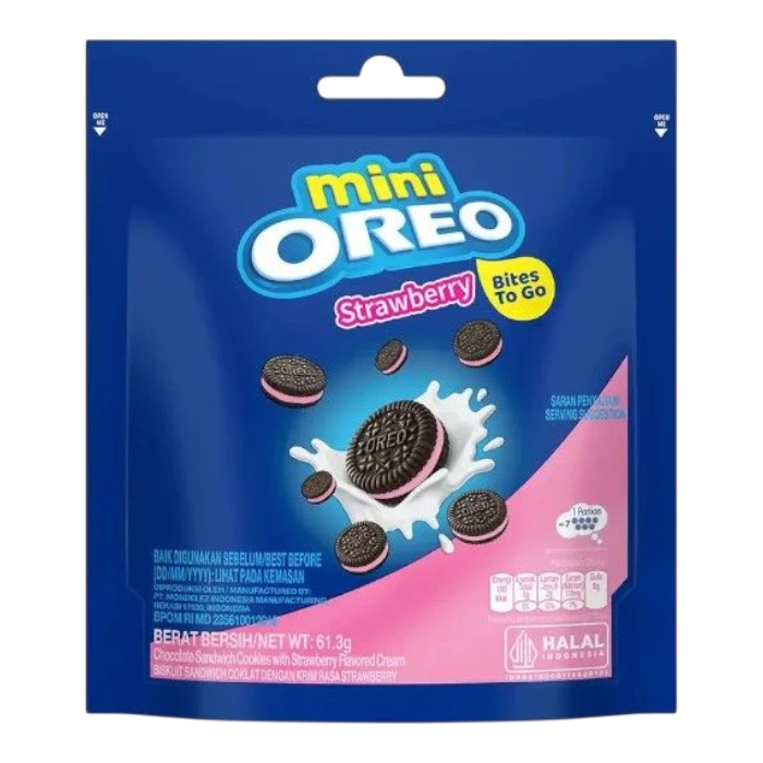 OREO Mini Choco Sandwich Cook. Pouch Strawb.61.3G