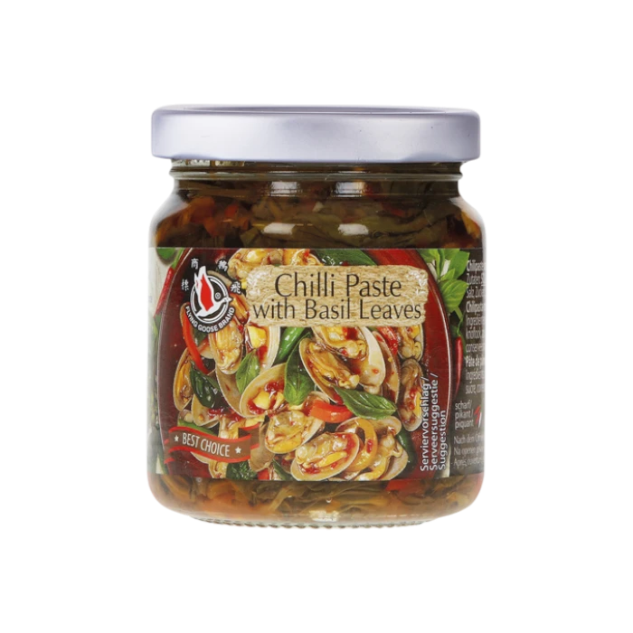 Flying Goose Chilipaste Mit Basilikumblätter 180g