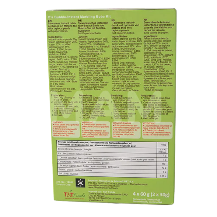O's Bubble Instant Boba Matcha Tea 240G