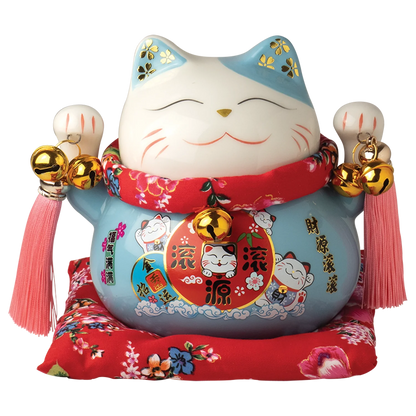 Jade Temple Porzellan Spardo. Maneki Neko Blau