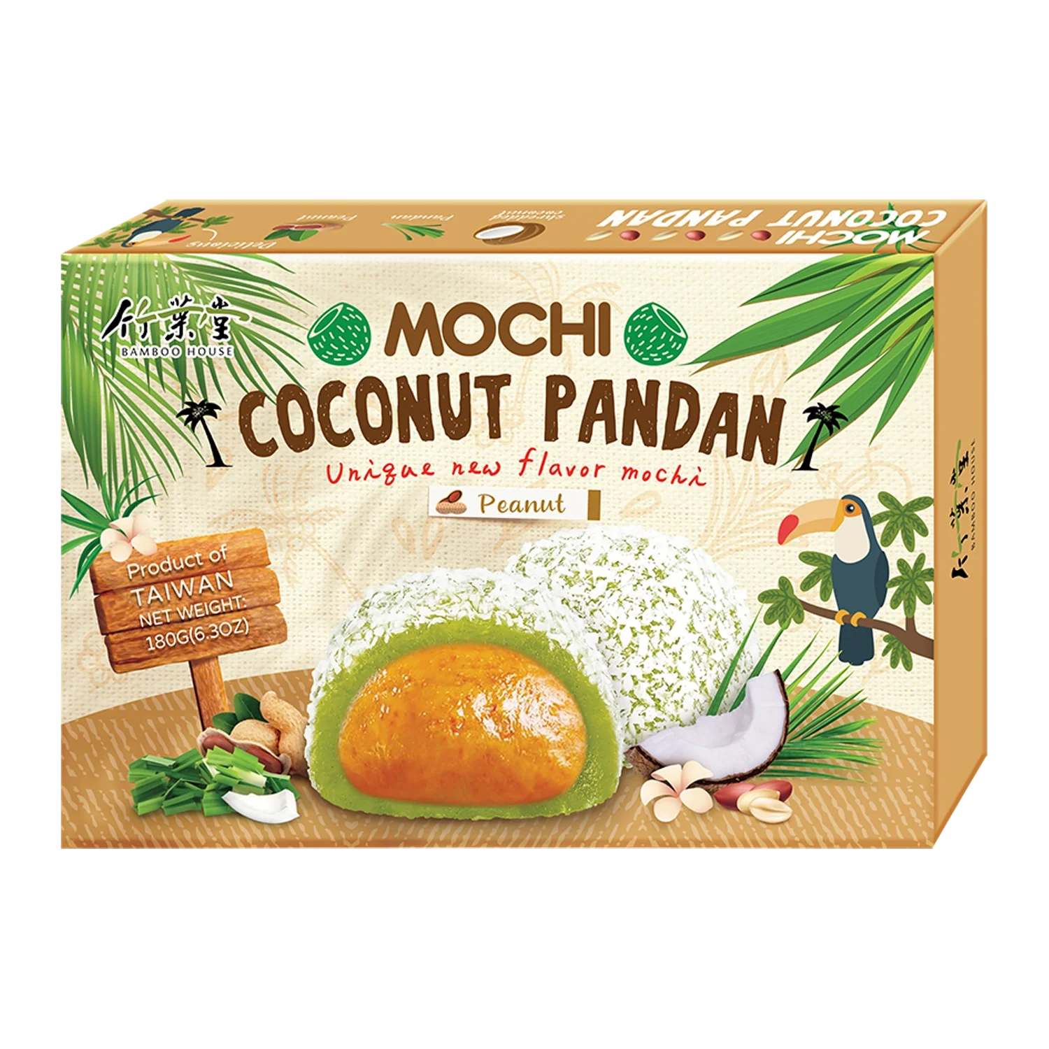 BAMBOO HOUSE Coconut Pandan Peanut Mochi 180G
